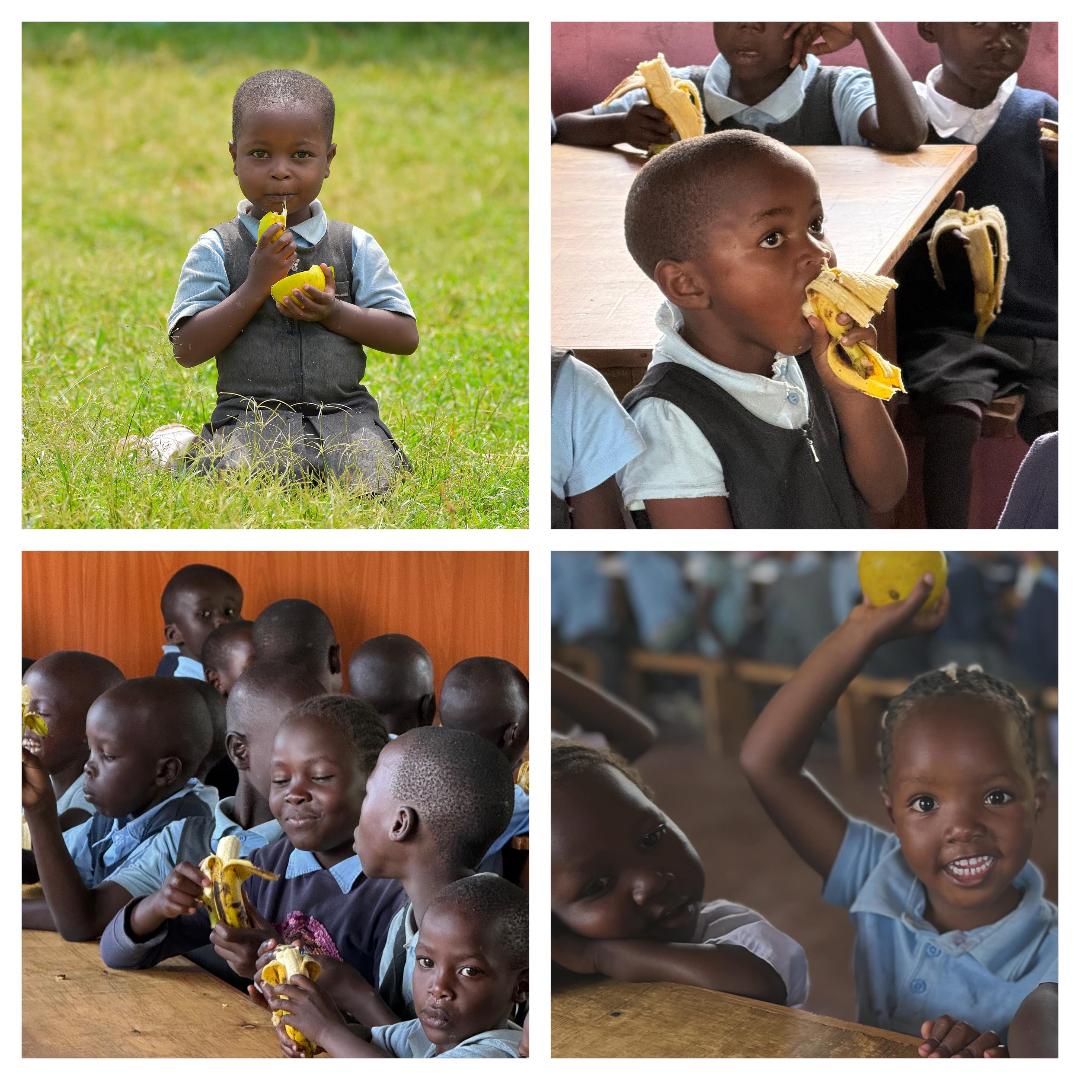 Children at Cherish School enjoying fresh fruit